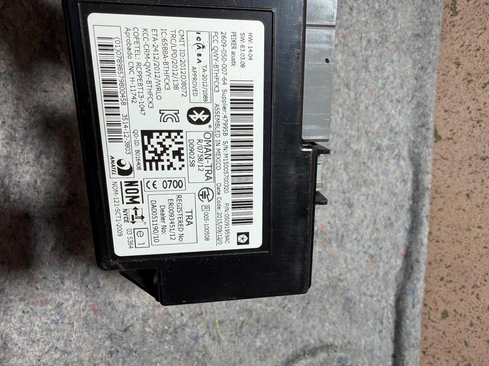 2011-2017 Jeep Patriot Telematics Communication Control Module OEM 05091959AC – photo 2
